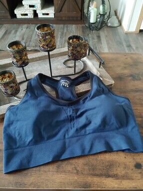 NWOT Heathyoga XL Blue/black Padded Wirefree Sports Bra